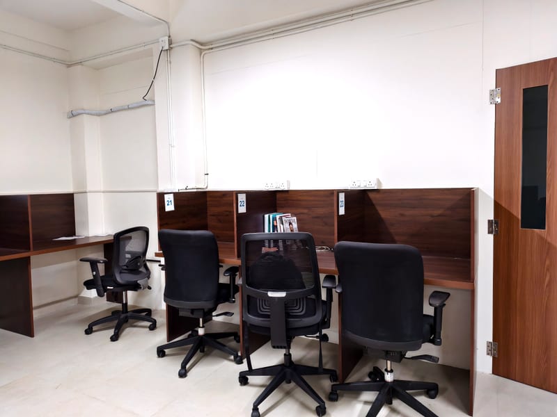 Study cabins near the entrance
